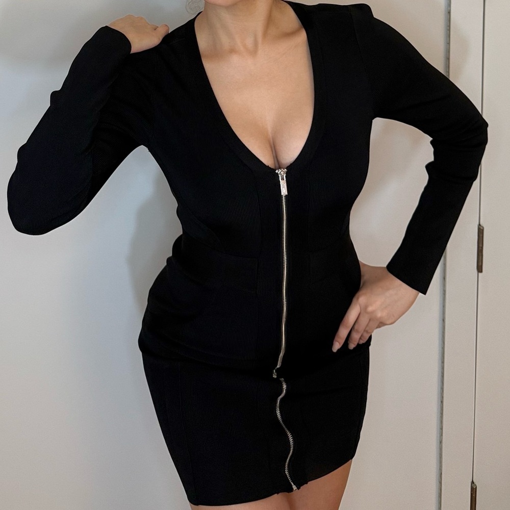 GUESS - Black Bandage Zipper Dress